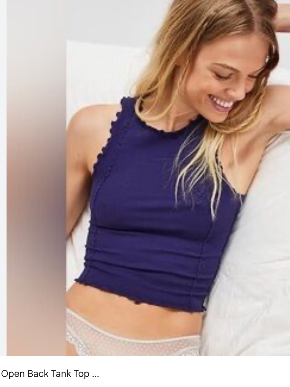 Free People Deep Purple Ribbed Scallop Edge Tank NWT